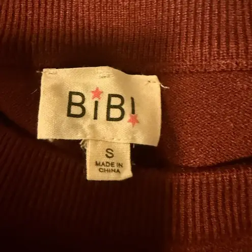 BiBi Burgundy Ruffled Crew Neck Sweater Red