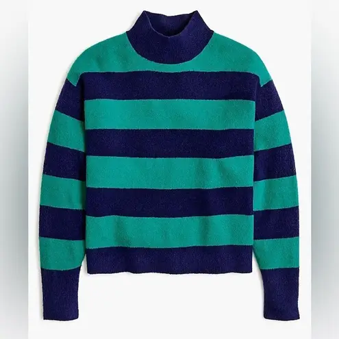 J Crew Factory Rugby Stripe Mockneck Sweater in Extra Soft Yarn Blue/Green M NWT Green Size M