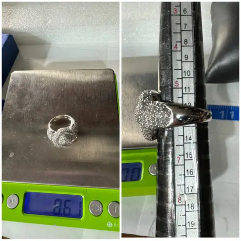 14KT Yellow Gold Pave Diamond Heart Ring Size 6 Silver