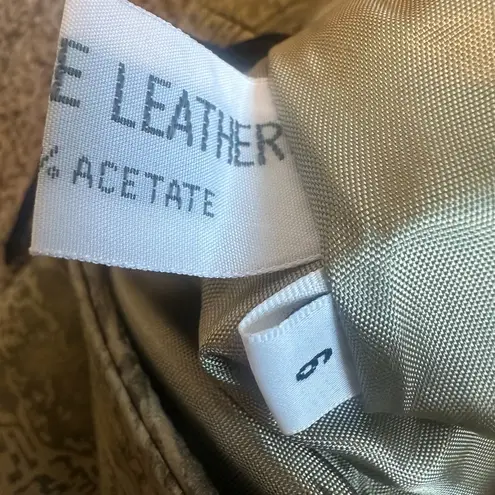 La Nauvelle Renaissance Vintage Leather Skirt Textured Unique Lined Size 6 Women Green