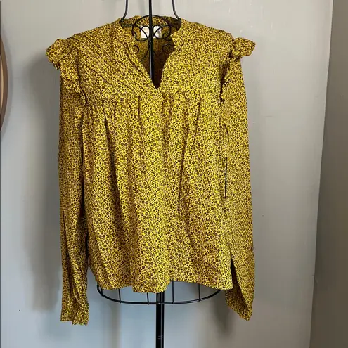 Nation Ltd Tilly A Line Ruffle Top In Citrine Floral Size L