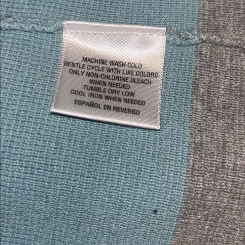 Charter Club Soft Blue and Light/ Dark Gray Knit Cardigan Open Front No Buttons