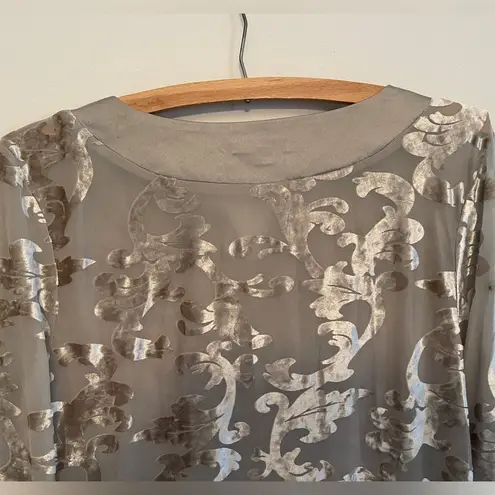 Indigo Soul Velvet Burnout Tunic Top Taupe Embellished Boho Holiday Festival