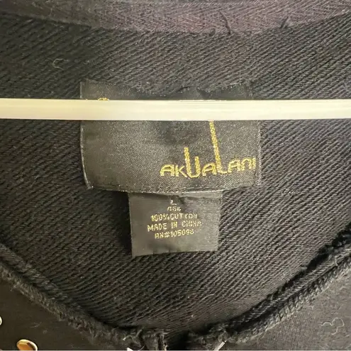 Akualani Hawaiian Sleeveless Hoodie Black Studded L Size L