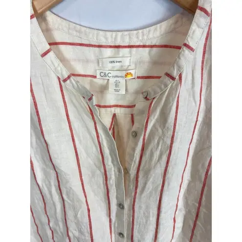 C&C California  Linen Stripe Sleeveless Button Down Shirt Size Large