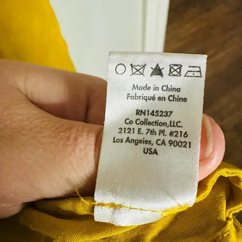 CO Women's Yellow Goop Fluid Linen Sleeveless Button Front Midi Dress Size Small