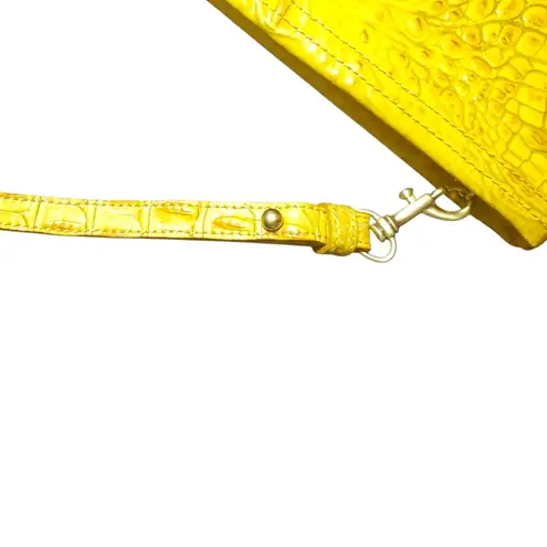 Brahmin Yellow Crocodile Embossed Wristlet Clutch