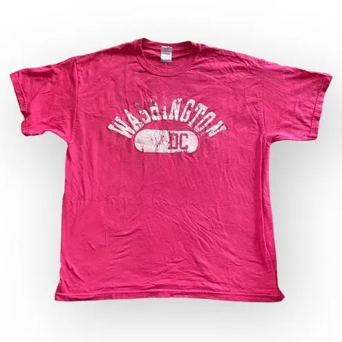 Gildan Hot Pink Washington DC Tourist Souvenir T Shirt Unisex Size XL Short Sleeve Tee