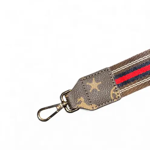 Montana West Adjustable Crossbody Strap – Red & Brown Stripe with Gold Hardware