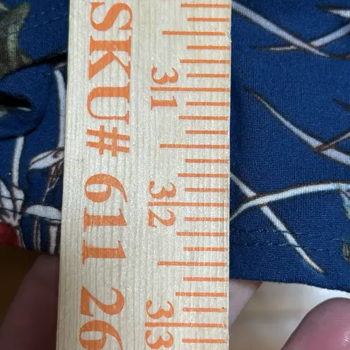 Forever 21  Navy Floral Faux Wrap Half Sleeve Dress Size L