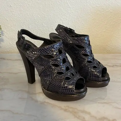 Bottega Veneta heels Leather Python Animal print slingback platforms EU …