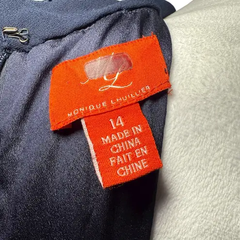 Monique Lhuillier Women’s Navy Love No One High Low Crepe Gown Size 14