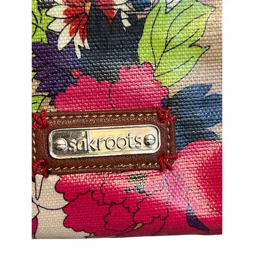 Sakroots Floral Large Satchel Bag Double Handles Gold Interior Top Zip Flowers