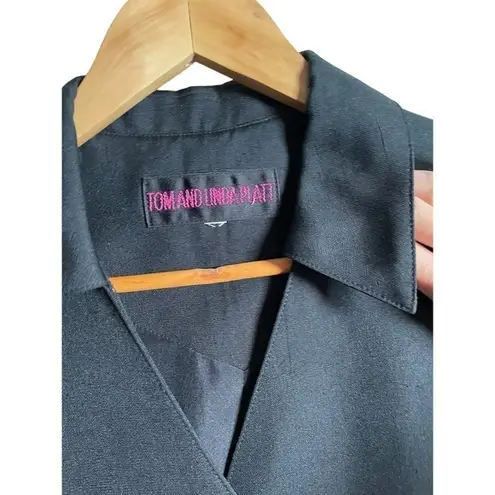 Vintage Tom and Linda Platt Luxury Fashion Lable, Black Button Dress, Flare Hem