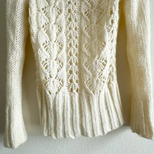 Bebe  Cream Y2K Mohair Blend Cowl Neck Sweater Small - Image 4