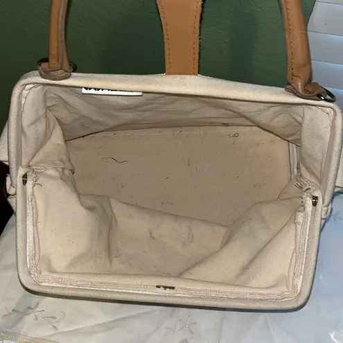 Vintage Hand painted Santa Canvas Tote Bag with Tan Handles Christmas Purse - Image 9