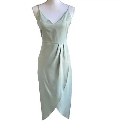 NWT CMZ 2005 Women’s V neck Spaghetti strap Midi Cocktail Dress 8/10 Mint Green