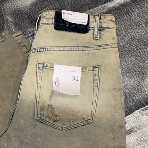 Vervet Beverly High Rise Criss Cross Waistband Crop Straight Jeans Green Size 30