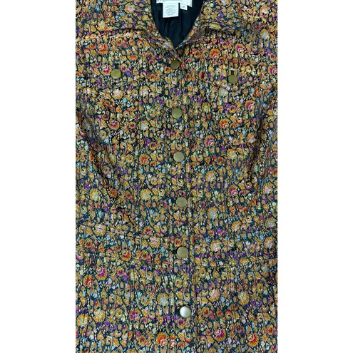 Coldwater Creek Women's Metallic Brocade Floral LS M Button Blazer Jacket - Image 2