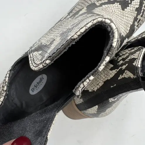 Dr. Scholls Dr. Scholl’s Teammate Snakeskin Ankle Booties Size 8 White Black NWB