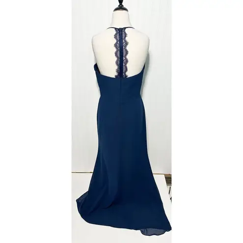 Hayley Paige Occasions Hayley Paige Sleeveless Sweetheart Neckline Lace Racerback Dress Navy Blue 12