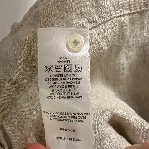 Quince  Linen Short Sleeve Button Down Top Tan Size Large - Image 4