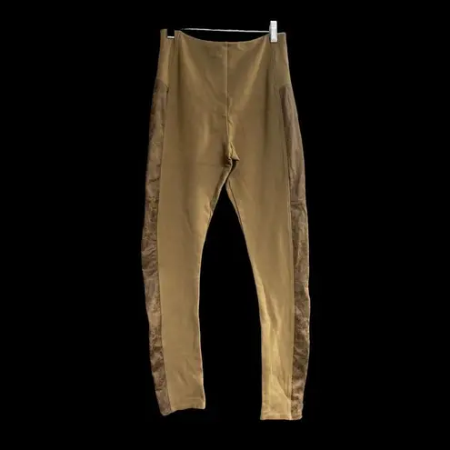 Lysse Women’s Faux Suede High Waist Skinny Leggings Pants Tan Size Small