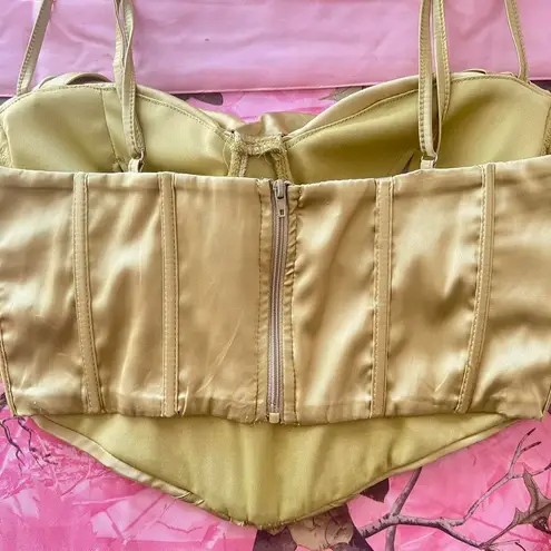 corset top silk green bustier