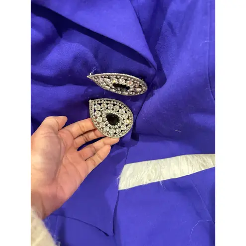LULU BRAVO Vintage Purple Gabardine Jacket & Skirt Large Rhinestone Buttons Sz 4
