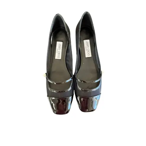 Jimmy Choo NIB Elisa Mesh Patent Leather Flat in Black Size 40.5