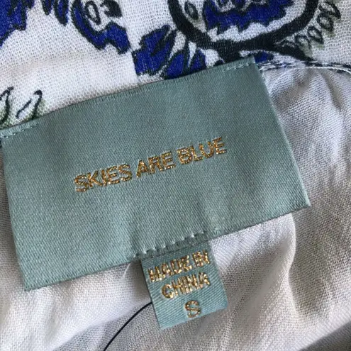 Skies Are Blue Pom Pom Paisley Halter Dress NEW NWT White Size Small