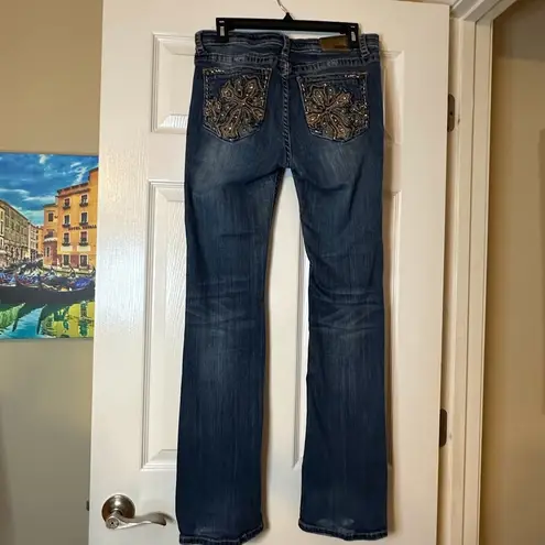 GRACE IN LA Boot Cut Women's  Jeans with bead work on pockets in great condition