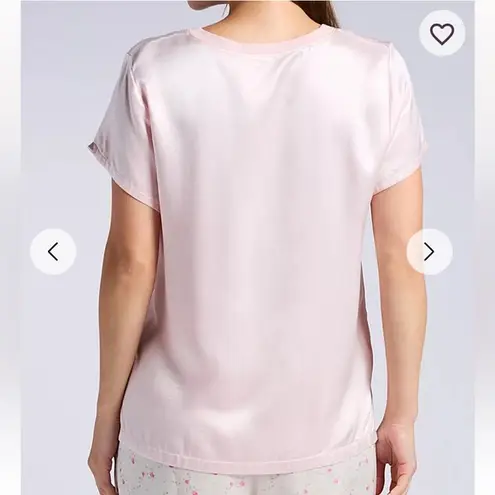 Pj Harlow Gianna Satin V-Neck Tee Blush Pink Size XS Lounge Pajama Top