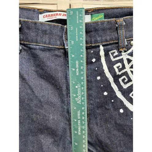 Carrera Jeans 700 Dark Wash Denim Bermuda Shorts Mid Rise Size 40 Hand Painted