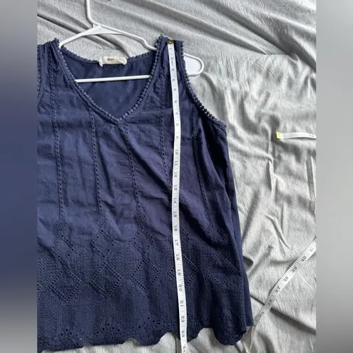 Anthropologie Porridge Tank Top Womens Size M Navy Lace Lined Cotton Beach Boho Blue Size M