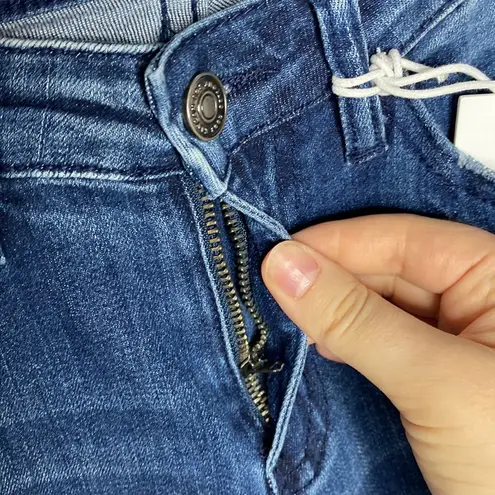 Kancan Crane embroidered dark wash skinny jeans with fringed hem size 26