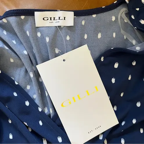 NWT Gilli Blue and White Ruffled Wrap Mini Dress Sample Size S