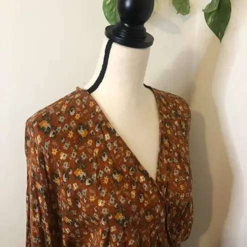 Final Touch Floral V-Neck Peplum Blouse