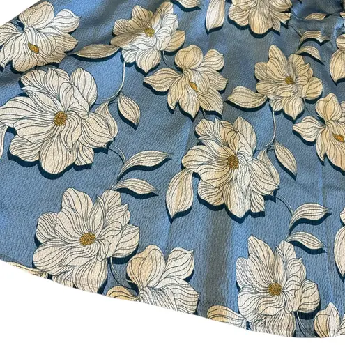 Draper James Kellie Babydoll Dress Blue Magnolia Print Satin Puff Sleeves Small