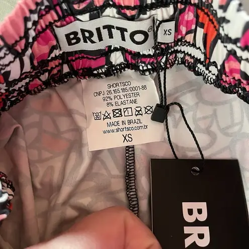 BRITTO Shorts Pink Red Heart Graphic Print Brand New With Tags Size XS