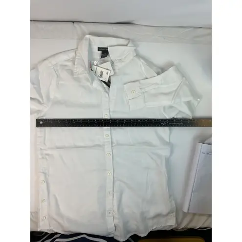 Chelsea & Theodore White Long Sleeve Button Down Shirt Career Office Work Casual