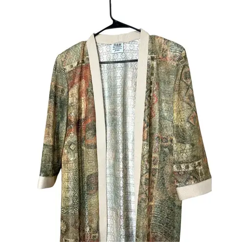R & M Richards Vintage By Karen Kwong Green Multicolor Duster