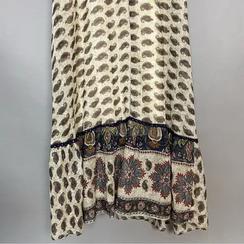 Gunne Sax Dress Prairie Paisley Vintage Maxi Long Sleeves Lace-Up Front Peasant