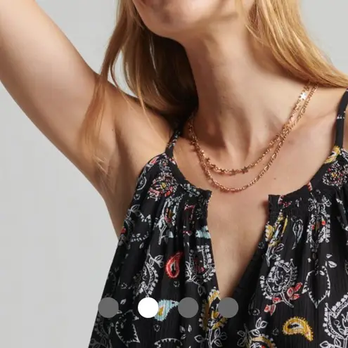 Superdry Beach Cami Top Black Paisley Size 6