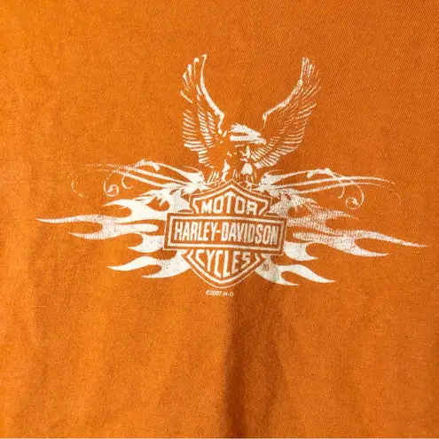 Harley Davidson El Paso Texas Flame 3/4 Sleeve Shirt Burnt Orange Large