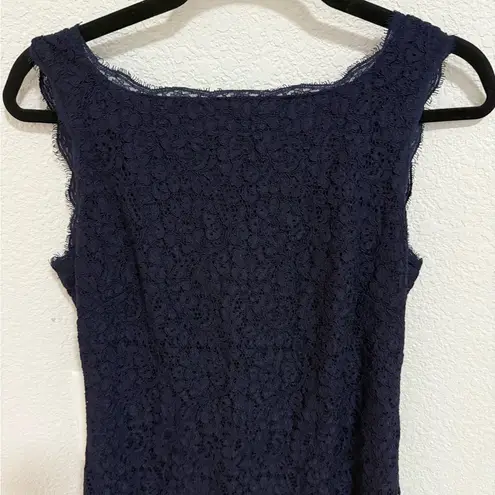 Adrianna Papell  Sleeveless Scalloped Lace Sheath Mini Dress Navy Blue Size 6