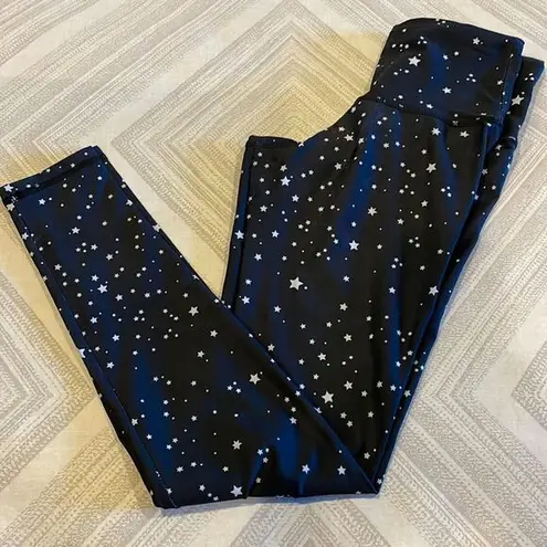 Strut this  Women’s Black with White Stars Full Length Leggings