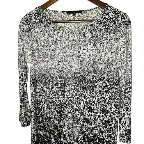 Tibi Ombre Splotched Polka Dot Shift Black White Small Semi Formal 3/4 Sleeve