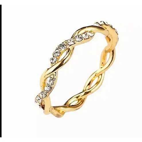 Boutique NEW‎ 14k Gold Plated S925 Simulated Diamond Eternity Stacking Band Ring, Size 7