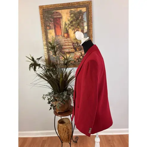 PBM Womens 12 Red Lined Double Breasted Button Collared Long Sleeve 100% Camel